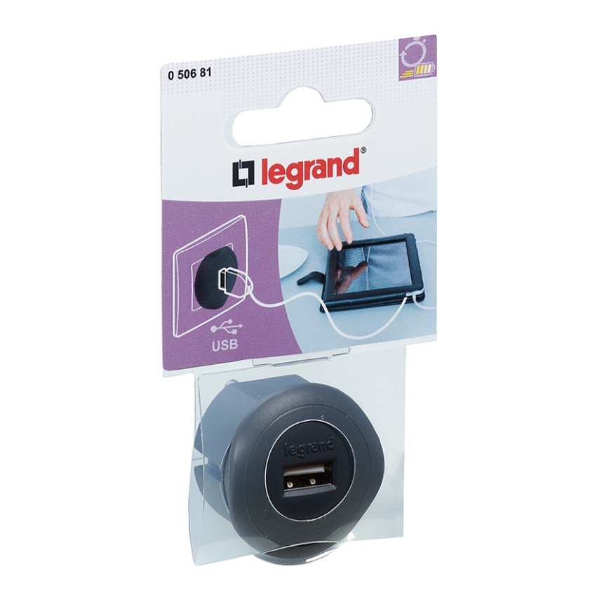 Legrand 50681 - USB перехідник для розетки 230V/1,5A чорний