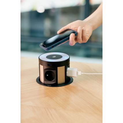Legrand 654981 - Висувний розетковий блок для столу 4x230V + 2xUSB-A + 2xUSB-C + безпровідний зарядний пристрій