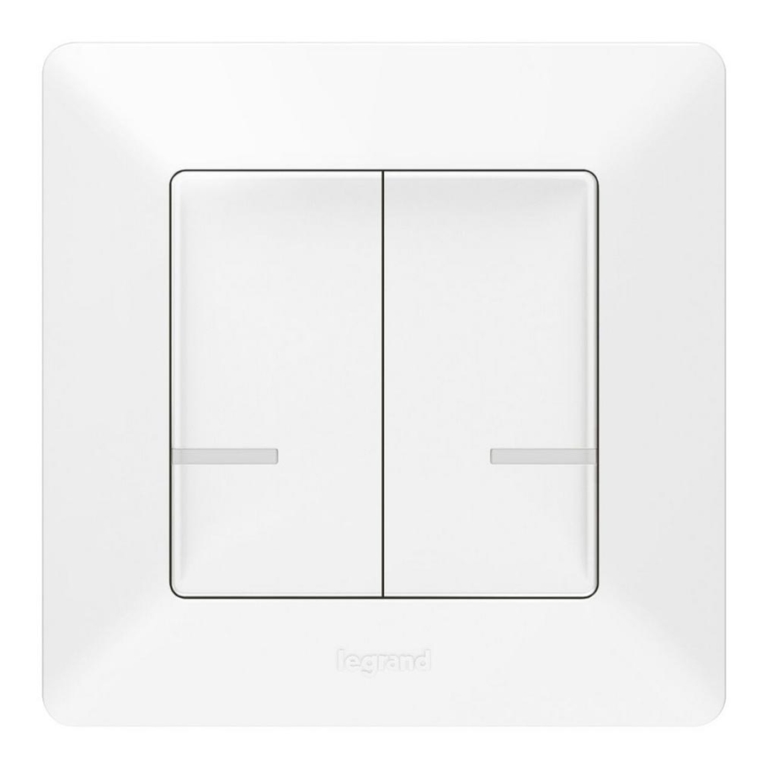 Legrand 752187 - Розумний 2-клавішний бездротовий вимикач VALENA 1xCR2032 Wi-Fi IP40