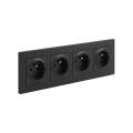 Legrand - Четверная бытовая розетка с рамкой NILOE STEP 250V чёрная