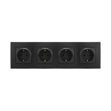 Legrand - четверная бытовая розетка SCHUKO с рамкой NILOE, 250 В, чёрная