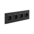 Legrand - Четырехместная домовая розетка SCHUKO с рамкой NILOE STEP 250V черная