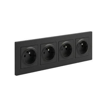 Legrand - Чотирикратна домашня розетка з рамкою NILOE STEP 250 В чорна