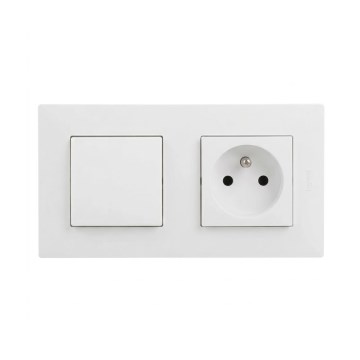 Legrand - Домашня розетка та однополюсний вимикач № 1 зі рамкою NILOE STEP 250V бiлий