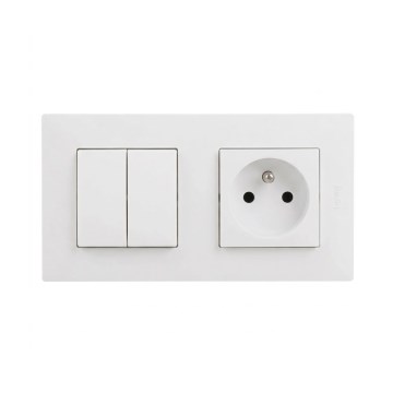 Legrand - Домашняя розетка и двойной последовательный выключатель č. 5 в рамке NILOE STEP 250V белый