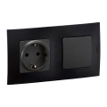 Legrand - Домашняя розетка SCHUKO и лестничный выключатель № 6 с рамкой NILOE 250V чёрный