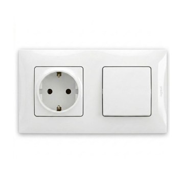 Legrand - домашняя розетка SCHUKO и однополюсный выключатель № 1 с рамкой NILOE, 250 В, белый