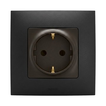 Legrand - Домашняя розетка SCHUKO с рамкой NILOE, 250 В, черная