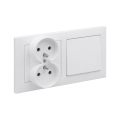 Legrand - Двойная бытовая розетка и однополюсный выключатель № 1 с рамкой SUNO 250V белая