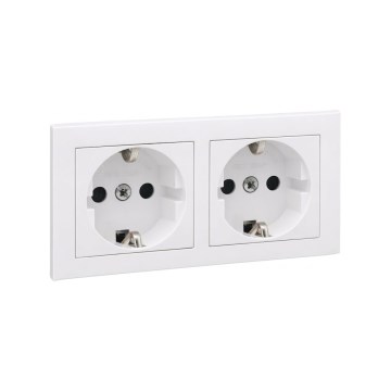 Legrand - Двойная бытовая розетка SCHUKO с рамкой SUNO 250V белая