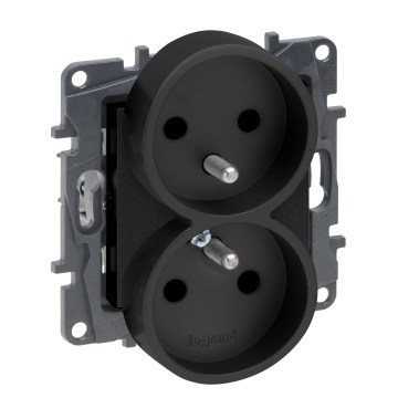 Legrand - Двойная домашняя розетка без рамки NILOE STEP 250V чёрная