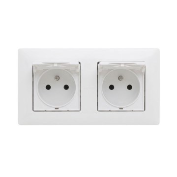 Legrand - Двойная наружная розетка для дома с рамкой NILOE STEP 250V IP44 белая