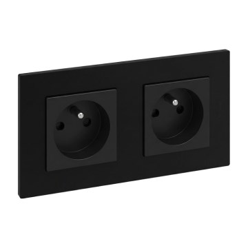 Legrand - Двойная розетка с рамкой NILOE STEP 250 В черная