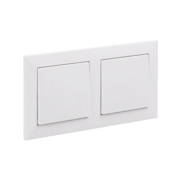 Legrand - Двойной однополюсный выключатель č. 1 с рамкой SUNO белый