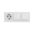 Legrand - двойной однополюсный выключатель № 1 и бытовая розетка SCHUKO в рамке NILOE STEP 250V, белая