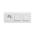 Legrand - Двойной однополюсный выключатель № 1 и бытовая розетка в рамке NILOE STEP 250 В, белый