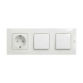 Legrand - двойной однополюсный выключатель №1 и бытовая розетка SCHUKO с рамкой NILOE, 250 В, белый