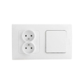 Legrand - Подвійна домашня розетка та однополюсний вимикач № 1 з рамкою NILOE STEP 250V біла