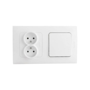 Legrand - Подвійна домашня розетка та однополюсний вимикач № 1 з рамкою NILOE STEP 250V біла