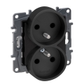 Legrand - Подвійна побутова розетка без рамки NILOE STEP 250V чорна