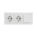 Legrand - Подвійна побутова розетка SCHUKO і однополюсний вимикач № 1 з рамкою NILOE STEP 250V, білий
