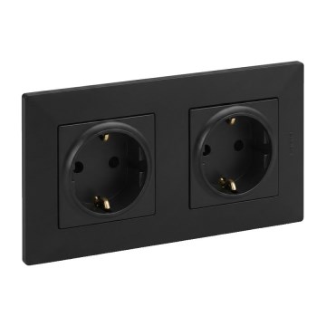 Legrand - Подвійна побутова розетка SCHUKO NILOE STEP 250V чорна