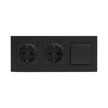 Legrand - Подвійна побутова розетка SCHUKO та однополюсний вимикач № 1 NILOE STEP 250 В чорний