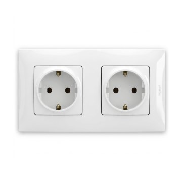 Legrand - Подвійна побутова розетка SCHUKO у рамці NILOE 250V біла