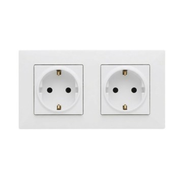 Legrand - Подвійна побутова розетка SCHUKO з рамкою NILOE STEP 250V біла