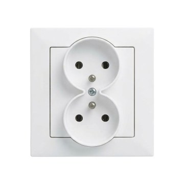 Legrand - Подвійна побутова розетка з рамкою SUNO 250V біла