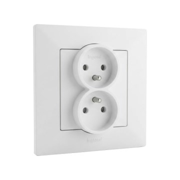 Legrand - Подвійна розетка для дому з рамкою NILOE STEP 250V, біла