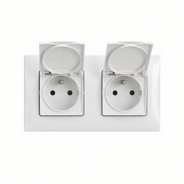 Legrand - Подвійна зовнішня побутова розетка з рамкою NILOE 250V IP44 біла