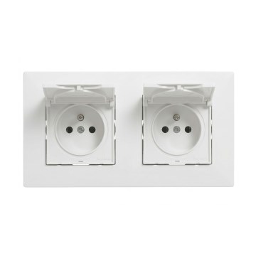 Legrand - Подвійна зовнішня побутова розетка з рамкою NILOE STEP 250V IP44 біла