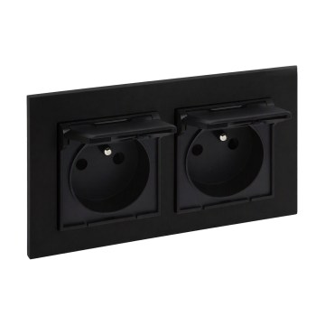 Legrand - Подвійна зовнішня розетка для дому з рамкою NILOE STEP 250V IP44 чорна