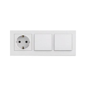 Legrand - Подвійний однополюсний вимикач № 1 і домашня розетка SCHUKO з рамкою NILOE STEP 250V, біла