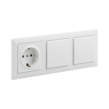 Legrand - Подвійний однополюсний вимикач № 1 і побутова розетка SCHUKO з рамкою SUNO 250V біла