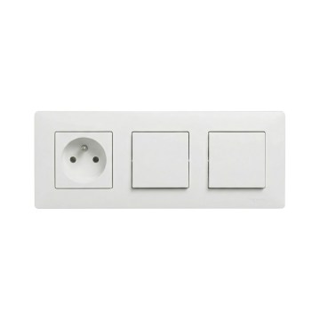 Legrand - Подвійний однополюсний вимикач № 1 та домашня розетка з рамкою NILOE STEP 250 В біла