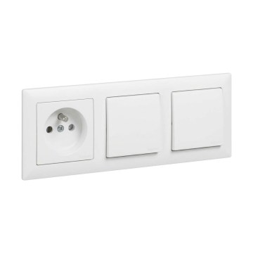 Legrand - Подвійний однополюсний вимикач № 1 та домашня розетка з рамкою SUNO 250V біла