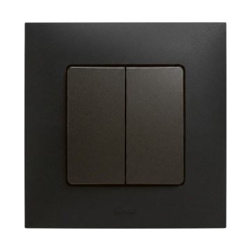 Legrand - Подвійний сходовий вимикач č. 6+6 з чорною рамкою NILOE