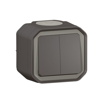 Legrand - Подвійний сходовий вимикач № 6+6 PLEXO IP55, антрацит