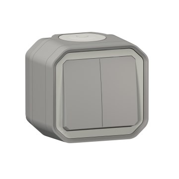 Legrand - Подвійний сходовий вимикач № 6+6 PLEXO IP55 сірий