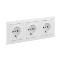 Legrand - Потрійна домашня розетка SCHUKO з рамкою SUNO, 250 В, біла