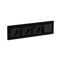 Legrand - потрійна побутова розетка та однополюсний вимикач № 1 з рамкою NILOE STEP 250V чорного кольору