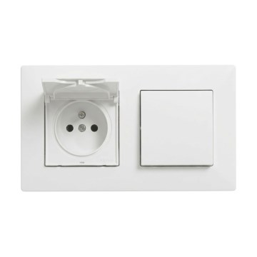 Legrand - Розетка побутова та однополюсний вимикач № 1 з рамкою NILOE STEP 250V біла