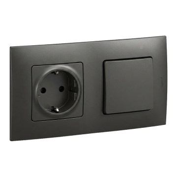 Legrand - Розетка SCHUKO для дома и однополюсный выключатель № 1 с рамкой NILOE 250V чёрный