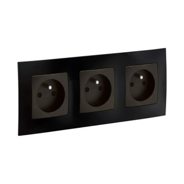 Legrand - Трехместная бытовая розетка с рамкой NILOE 250V, черная