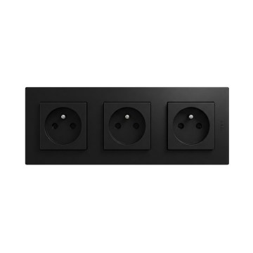 Legrand - Трійна побутова розетка з рамкою NILOE STEP 250V чорна