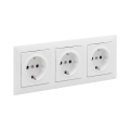 Legrand - Тройная домашняя розетка SCHUKO с рамкой SUNO 250V белая