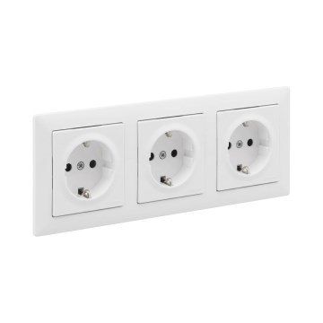 Legrand - Тройная домашняя розетка SCHUKO с рамкой SUNO 250V белая