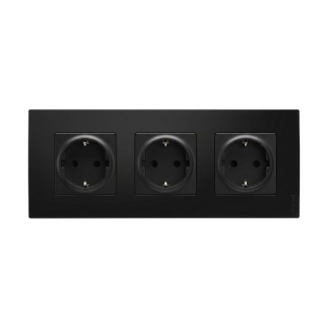 Legrand - Тройная розетка для дома SCHUKO с рамкой NILOE 250 В черная